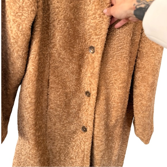 American Eagle Teddy Coat Women’s Brown Faux Fur Longline Jacket Size Large - Picture 3 of 10